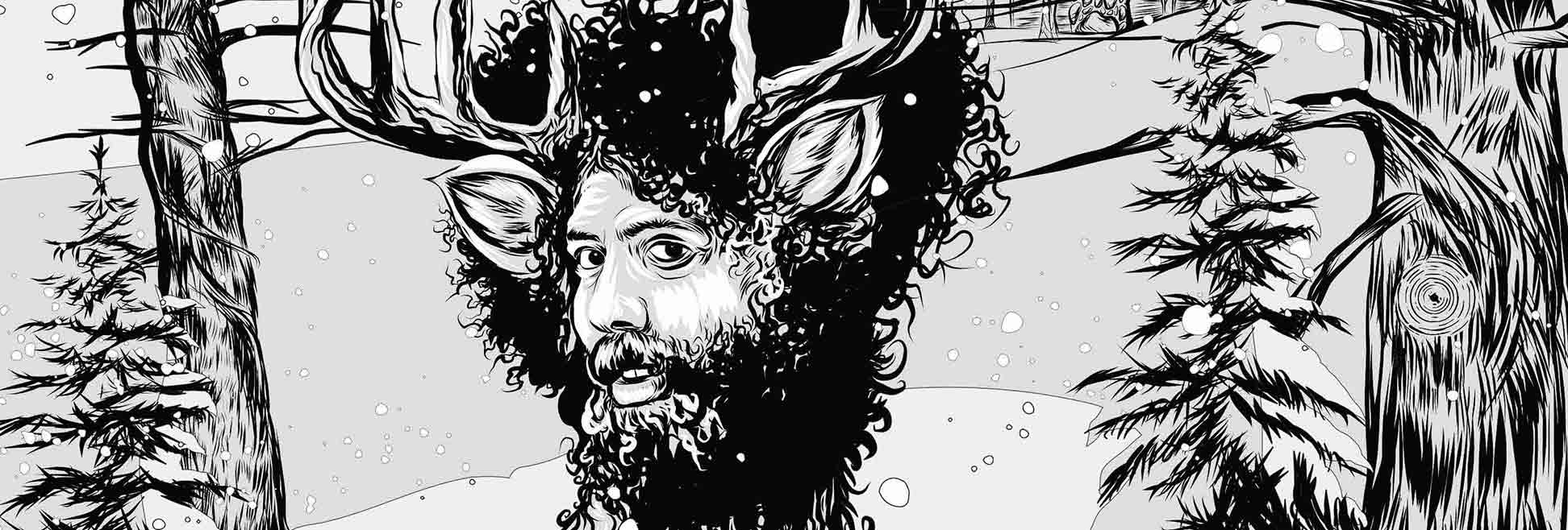 Things to Do: Reggie Watts as a Winter Wonderland Deer Coloring Page Image