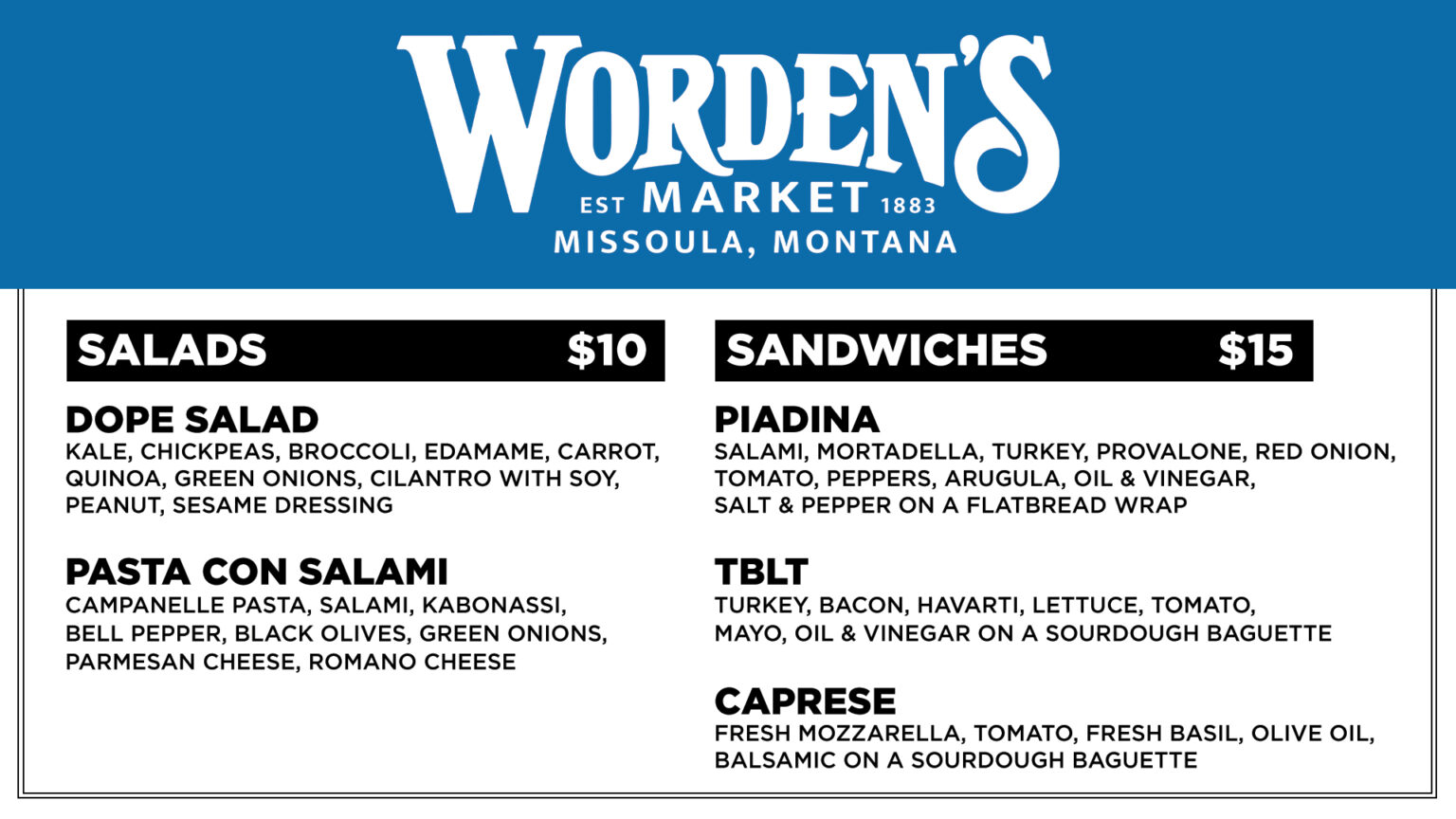 KettleHouse Amphitheater Food Concessions Menu Logjam Presents