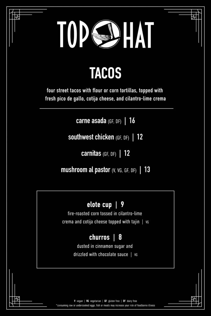 Food Truck Menu (Top Hat Catering - KHA Taco Truck 2026) top hat catering taco truck food menu 2026